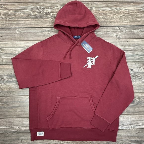 Polo Ralph Lauren Men's Fleece Vintage Rowing P Logo Maroon Hoodie Size XL NEW - Picture 2 of 10
